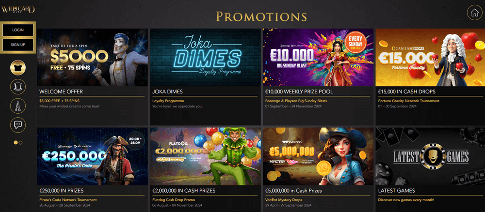 Wild Card City bonus promotions